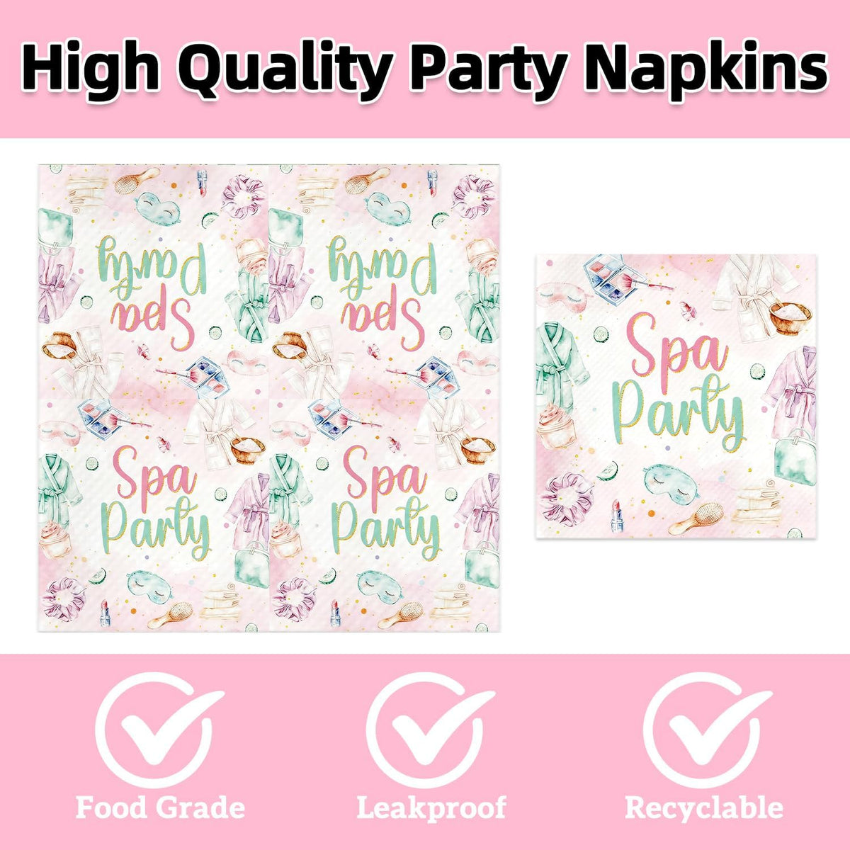 40pcs Spa Party Decorations Spa Plates and Napkins Pink Sleepover Slumber Spa Party Supplies for Little Girl Spa Sleep Over Pajama Party Supplies,Suitable for 20 Guests