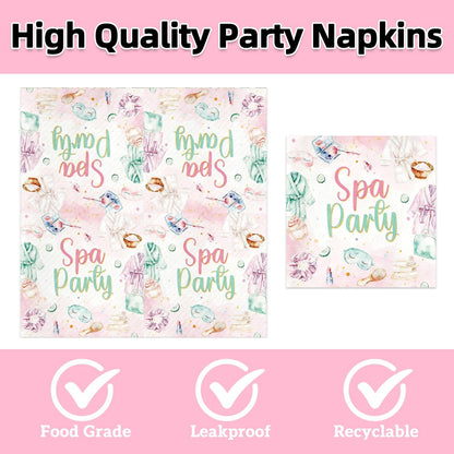 40pcs Spa Party Decorations Spa Plates and Napkins Pink Sleepover Slumber Spa Party Supplies for Little Girl Spa Sleep Over Pajama Party Supplies,Suitable for 20 Guests