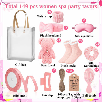 6 Set Spa Gifts for Women Bulk Sleepover Party Favors, Pink