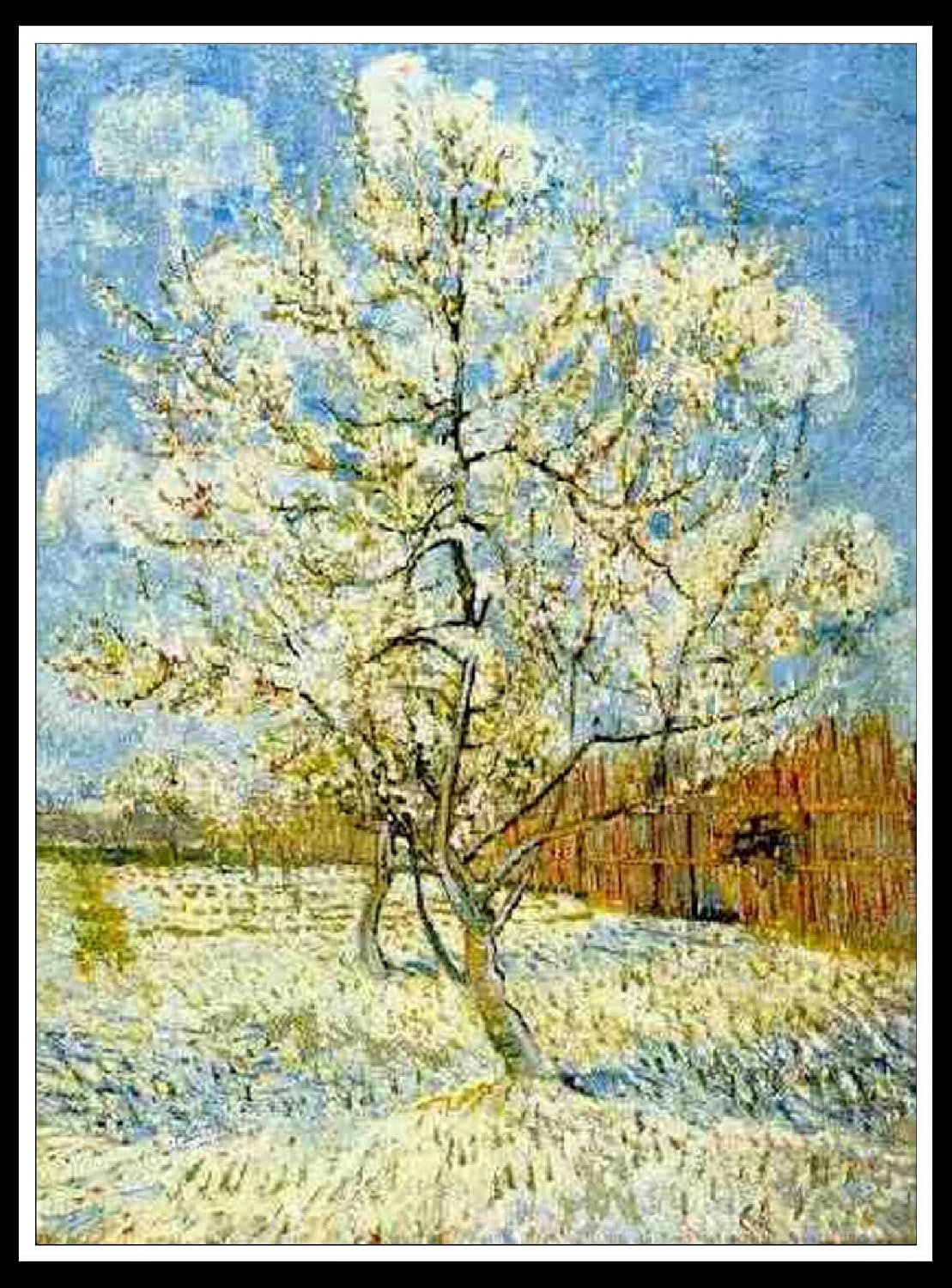 ZZMQ DIY 5D Peach Tree in Blossom by Vincent Van Gogh Art Prints Diamond Painting Kits for Adults, Diamond Art Kits Paint by Numbers Round Diamond Arts Craft for Home Wall Decor (12X16In)