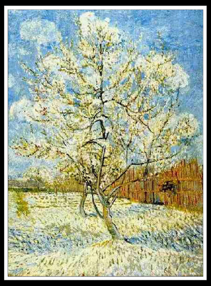 ZZMQ DIY 5D Peach Tree in Blossom by Vincent Van Gogh Art Prints Diamond Painting Kits for Adults, Diamond Art Kits Paint by Numbers Round Diamond Arts Craft for Home Wall Decor (12X16In)