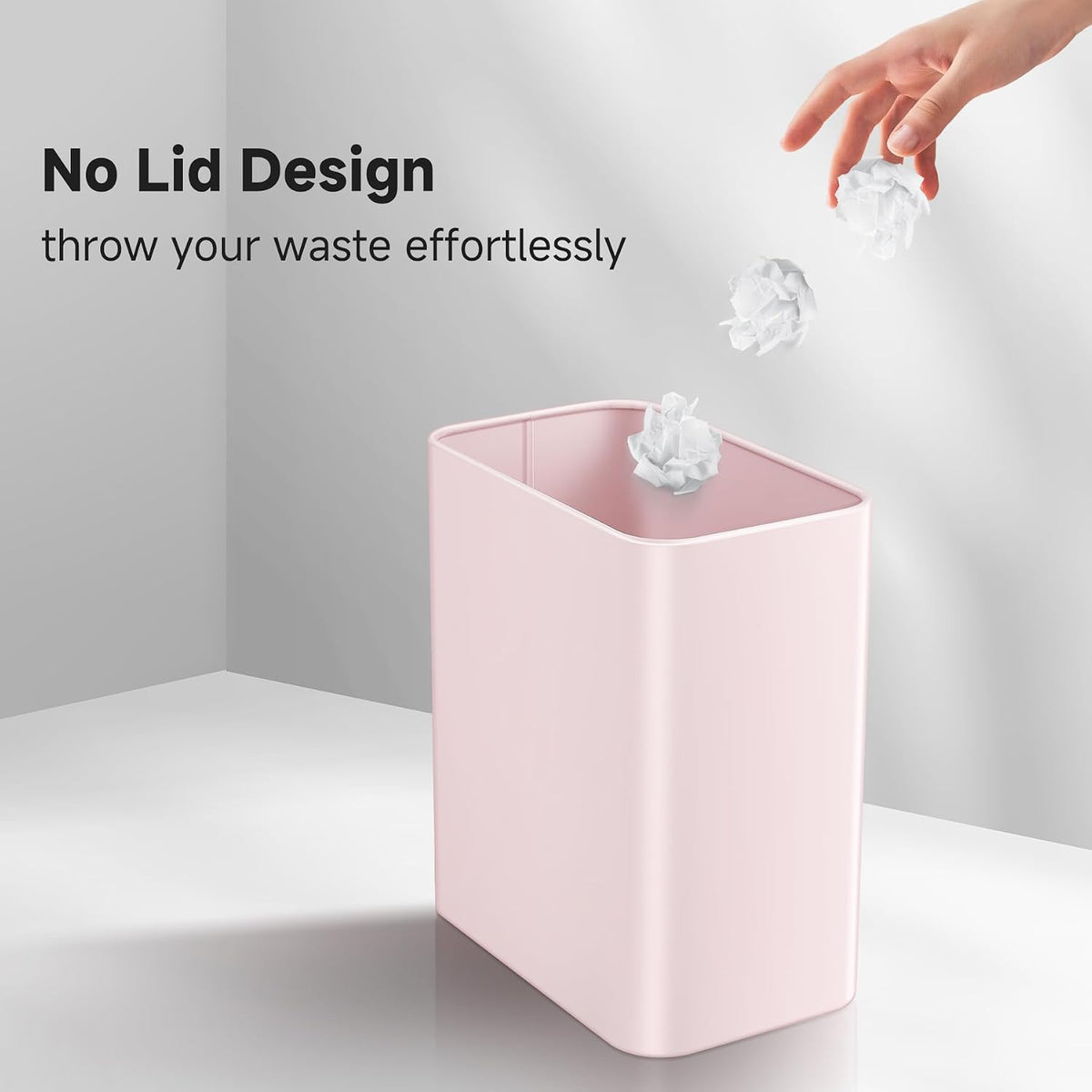 Small Bathroom Trash Can, 2.1 Gallons, Under Sink Wastebasket, Pink