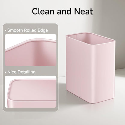 Small Bathroom Trash Can, 2.1 Gallons, Under Sink Wastebasket, Pink