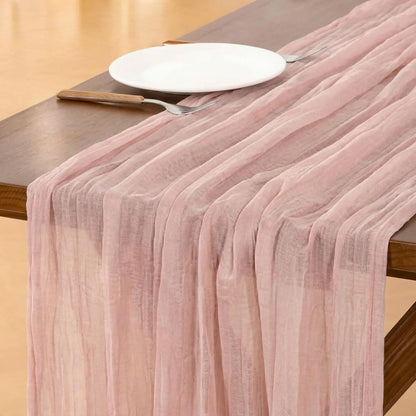 1 Pcs 20ft Cheesecloth Table Runners Boho Gauze, Dusty Pink