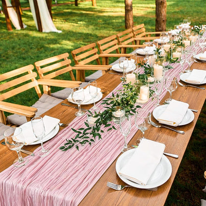 1 Pcs 20ft Cheesecloth Table Runners Boho Gauze, Dusty Pink