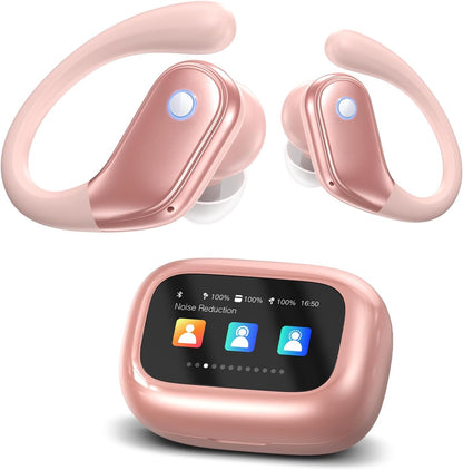 jaddsa , 2026 ENC Noise Cancelling Ear Buds with Smart Touchscreen, Bluetooth 5.4 Headphones, Bass Stereo Sound Over-Ear Earbuds, 5 EQ Modes for Sports/Travel/Gym- Rose Gold