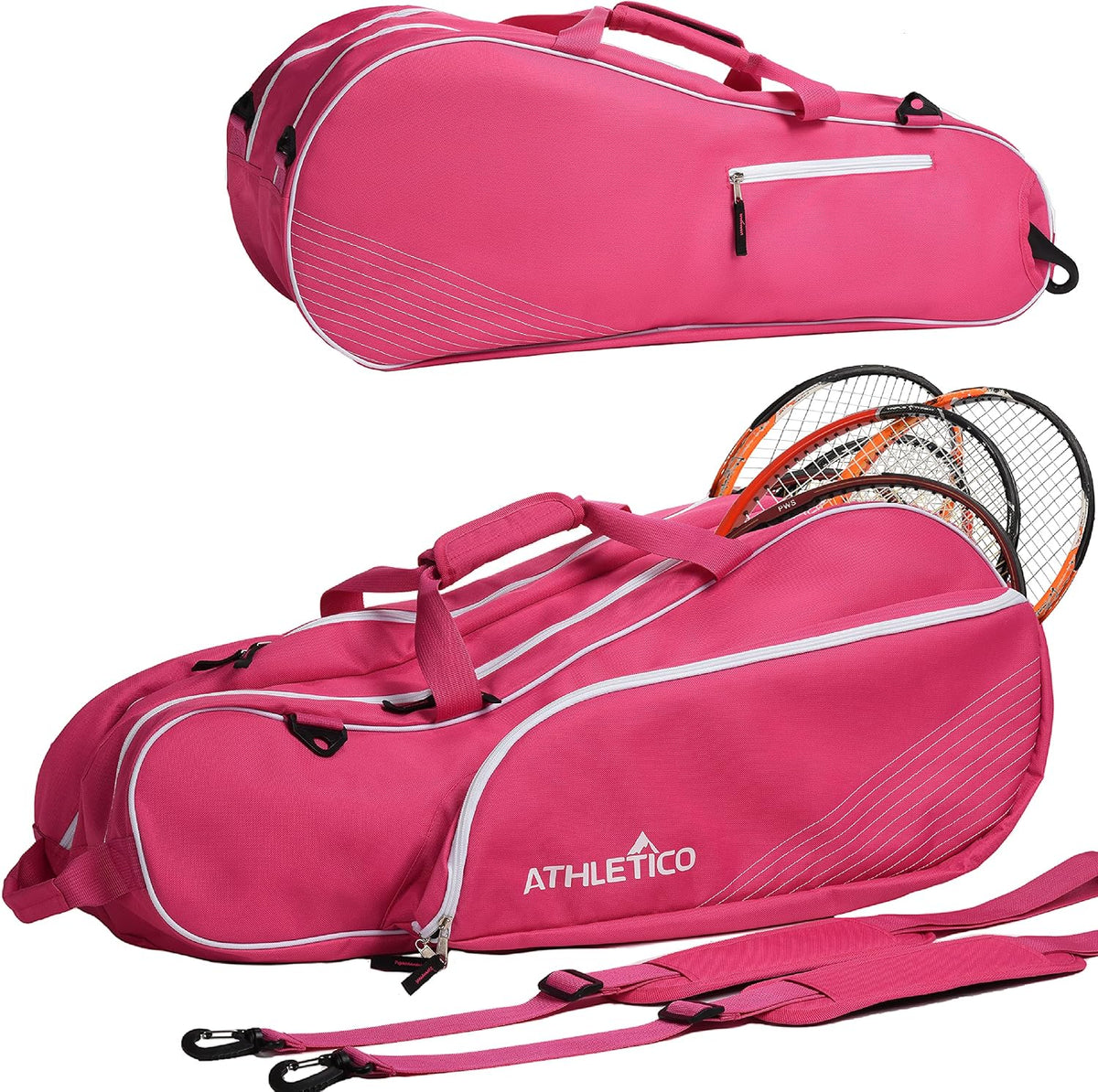 6 Racquet Tennis Bag | Padded to Protect Rackets & Lightweight | Professional or Beginner Tennis Players | Unisex Design for Men, Women, Youth and Adults (Pink)
