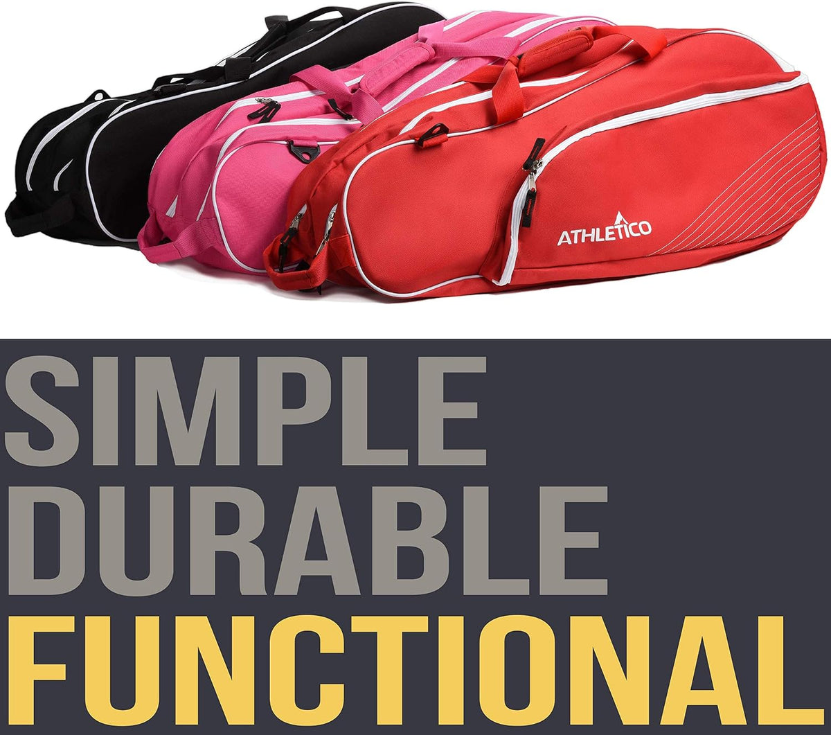 6 Racquet Tennis Bag | Padded to Protect Rackets & Lightweight | Professional or Beginner Tennis Players | Unisex Design for Men, Women, Youth and Adults (Pink)