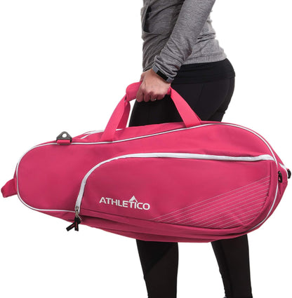 6 Racquet Tennis Bag | Padded to Protect Rackets & Lightweight | Professional or Beginner Tennis Players | Unisex Design for Men, Women, Youth and Adults (Pink)
