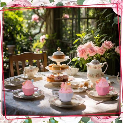 24 Pcs Silicone Teacup Cupcake Molds Muffin Cups for Baking, Teacup Cupcake Liners, Reusable Baking Muffin Liners for Bridal Baby Shower Birthday Tea Party, 12 Cups 12 Saucers, White and Pink