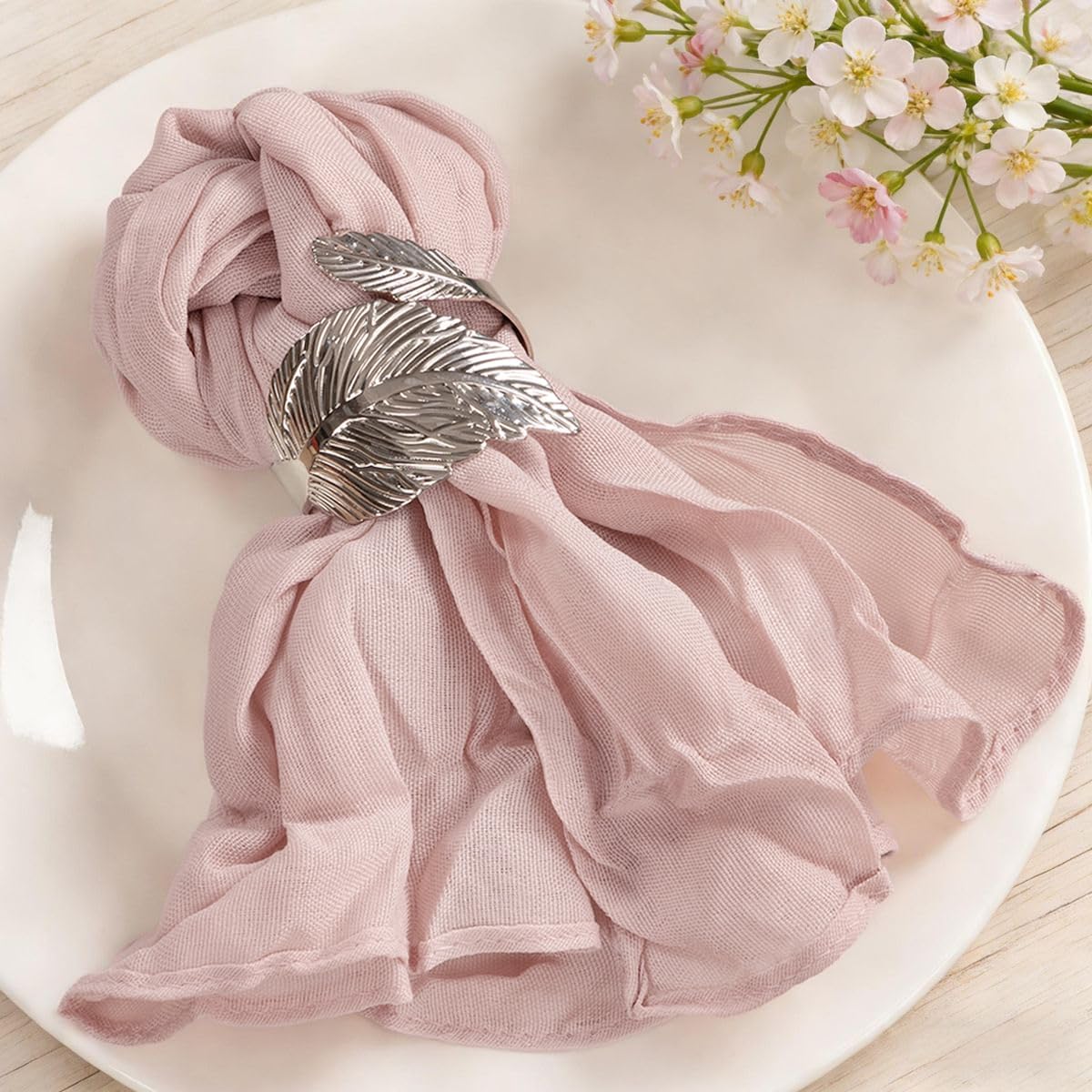 MLMC 10 Pack Pink Cheesecloth Napkins Bulk Washable Cloth Napkins Set of 10 21"x21" Rustic Boho Dusty Pink Gauze Dinner Table Napkins for Wedding Bridal Baby Shower Gathering Decor