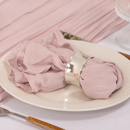 MLMC 10 Pack Pink Cheesecloth Napkins Bulk Washable Cloth Napkins Set of 10 21"x21" Rustic Boho Dusty Pink Gauze Dinner Table Napkins for Wedding Bridal Baby Shower Gathering Decor