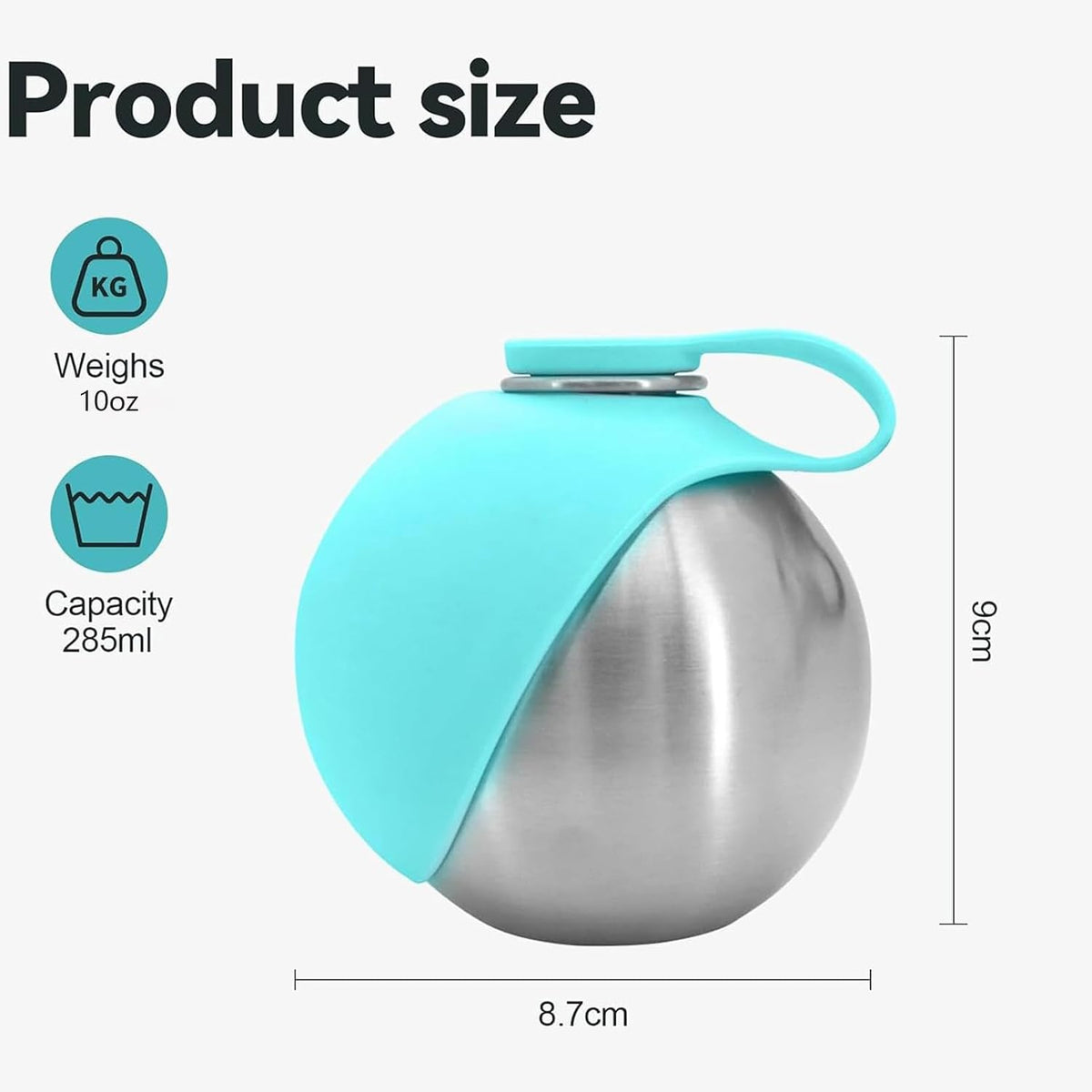 2 in 1 Portable Dog Water Bottle, 2026 New 10oz Spherical Stainless Steel Pet Bottle with Silicone Foldable Bowl, No-Spill Leak-Proof Design, Dog Water Bottle for Walking, Hiking, Travel (Pink)