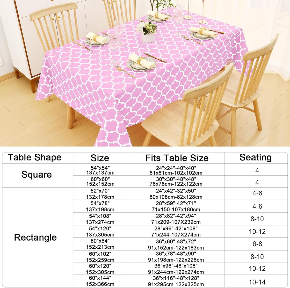 Rectangle Table Cloth, Flannel Backed Vinyl Tablecloth, 60"x84"