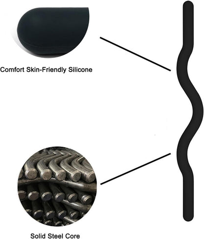 Weighted Workout EZ Curl Bar, Strength Training Bars, Soft Silicone Surface with Solid Steel Exercise Bar Barbell for Yoga, Pilates,Body Toning,and Strength Training