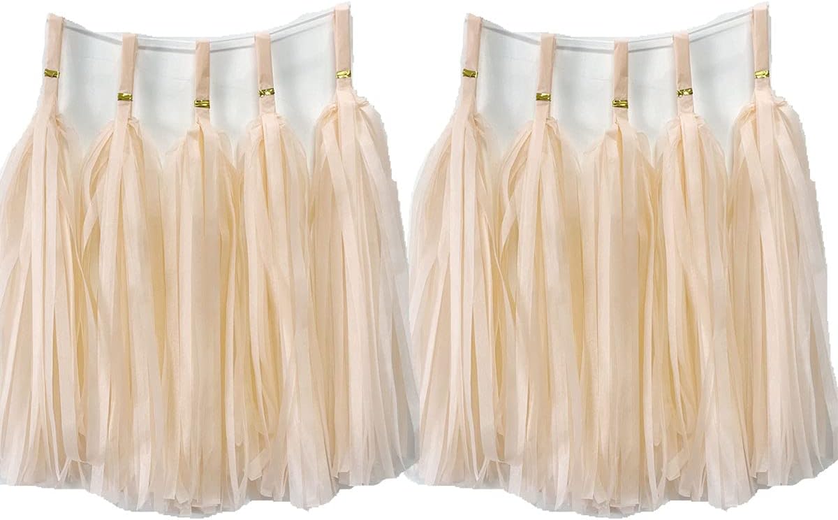 Tissue Paper Tassels Garland Banner for Party Decorations - Table Decor for Wedding, Birthday, Baby Shower, Nursery (20, Peach)