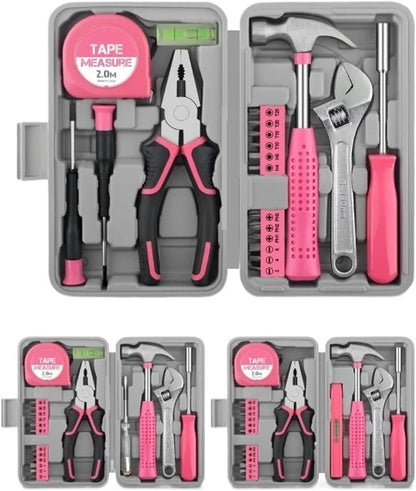 Pink Tool Kit with Electric Pen & CR-V Steel - Home Maintenance Hand Tools Set(19PCS)