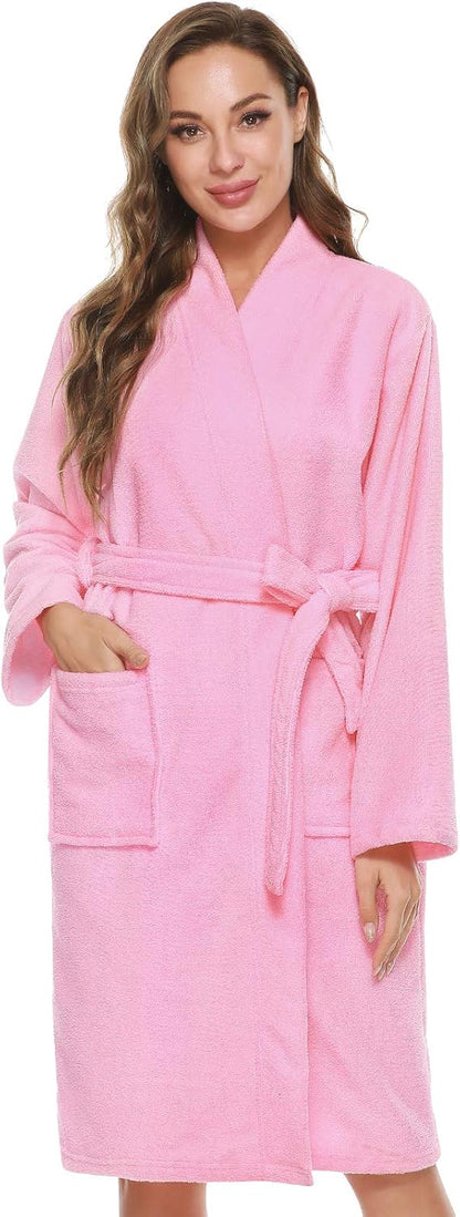 Kimono Bathrobe for Women Terry Cloth Robes knee length towel Bathrobe