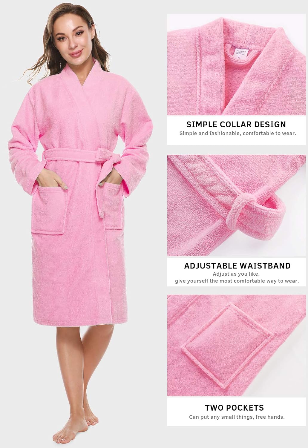 Kimono Bathrobe for Women Terry Cloth Robes knee length towel Bathrobe