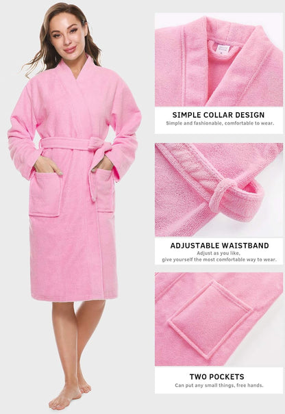 Kimono Bathrobe for Women Terry Cloth Robes knee length towel Bathrobe