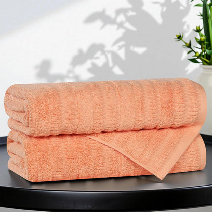 Luxurious Classic Cotton Blend Towels, Set of 2 for Bathroom, Shower, Spa, Hotel, Super Soft, Quick Dry, Ultra Soft Mika Towels, 2 Bath Towel Set, Peach
