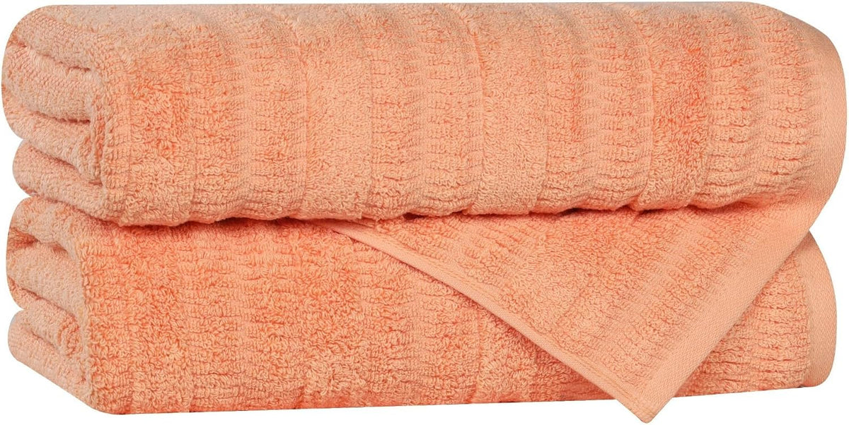 Luxurious Classic Cotton Blend Towels, Set of 2 for Bathroom, Shower, Spa, Hotel, Super Soft, Quick Dry, Ultra Soft Mika Towels, 2 Bath Towel Set, Peach