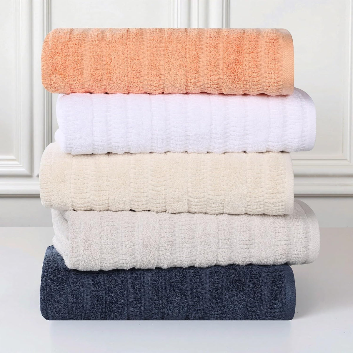 Luxurious Classic Cotton Blend Towels, Set of 2 for Bathroom, Shower, Spa, Hotel, Super Soft, Quick Dry, Ultra Soft Mika Towels, 2 Bath Towel Set, Peach