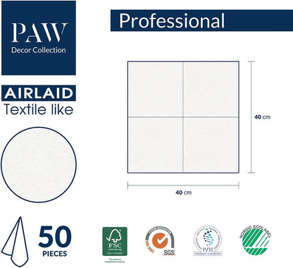 PAW - 50 Pieces Linen-Feel Paper Paper Napkins 16" x 16", Disposable Cloth-Like Napkins with Floral Design, Dinner Napkins for Party, Wedding, Barbecue, Picnic