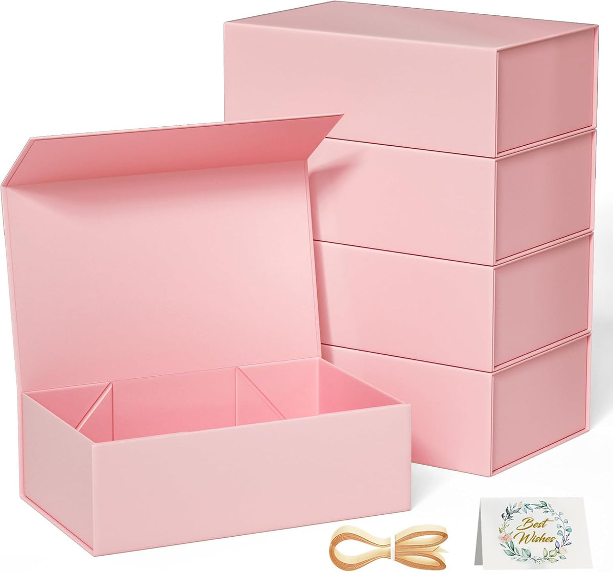 5 Pack Pink Gift Box, 9.5x6x3'' Gift Boxes with Lids for Presents