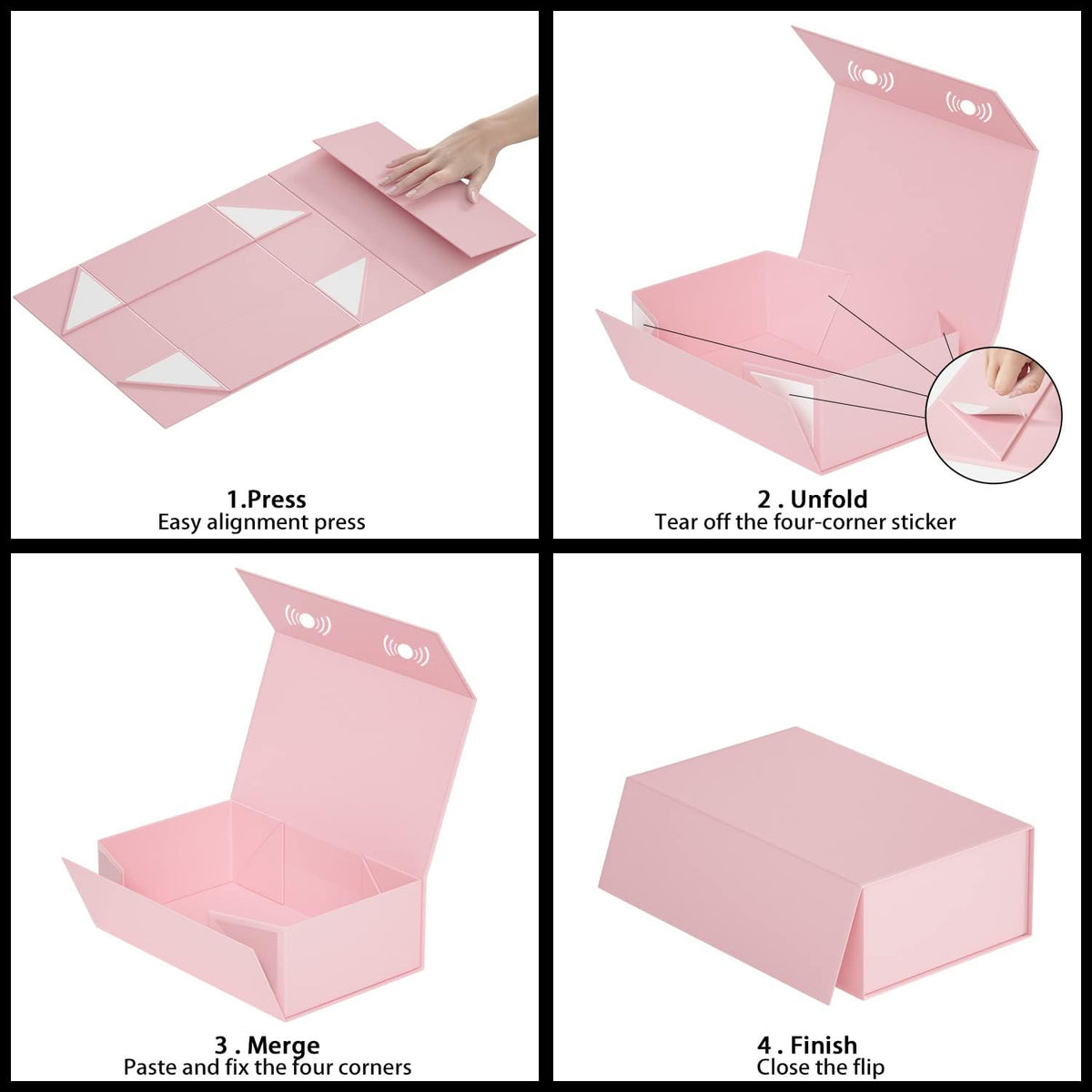 5 Pack Pink Gift Box, 9.5x6x3'' Gift Boxes with Lids for Presents