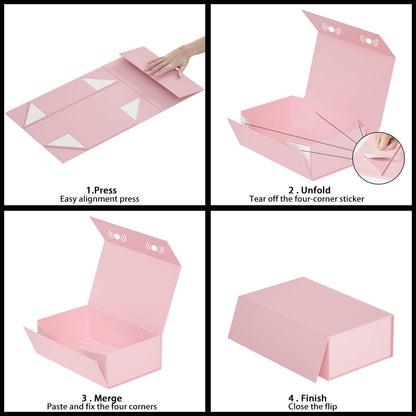 5 Pack Pink Gift Box, 9.5x6x3'' Gift Boxes with Lids for Presents