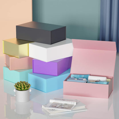 5 Pack Pink Gift Box, 9.5x6x3'' Gift Boxes with Lids for Presents