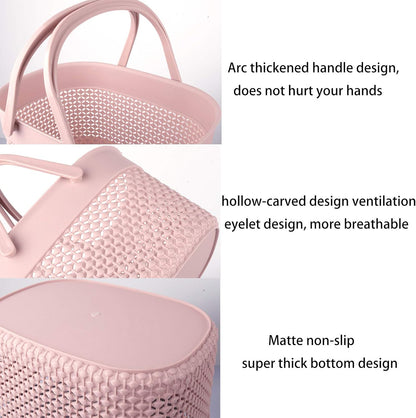 Portable Shower Caddy Basket, Plastic Organizer Storage Tote with Handles Toiletry Bag Bin Box for Bathroom, College Dorm Room Essentials, Kitchen, Camp, Gym, Pink