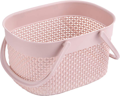 Portable Shower Caddy Basket, Plastic Organizer Storage Tote with Handles Toiletry Bag Bin Box for Bathroom, College Dorm Room Essentials, Kitchen, Camp, Gym, Pink