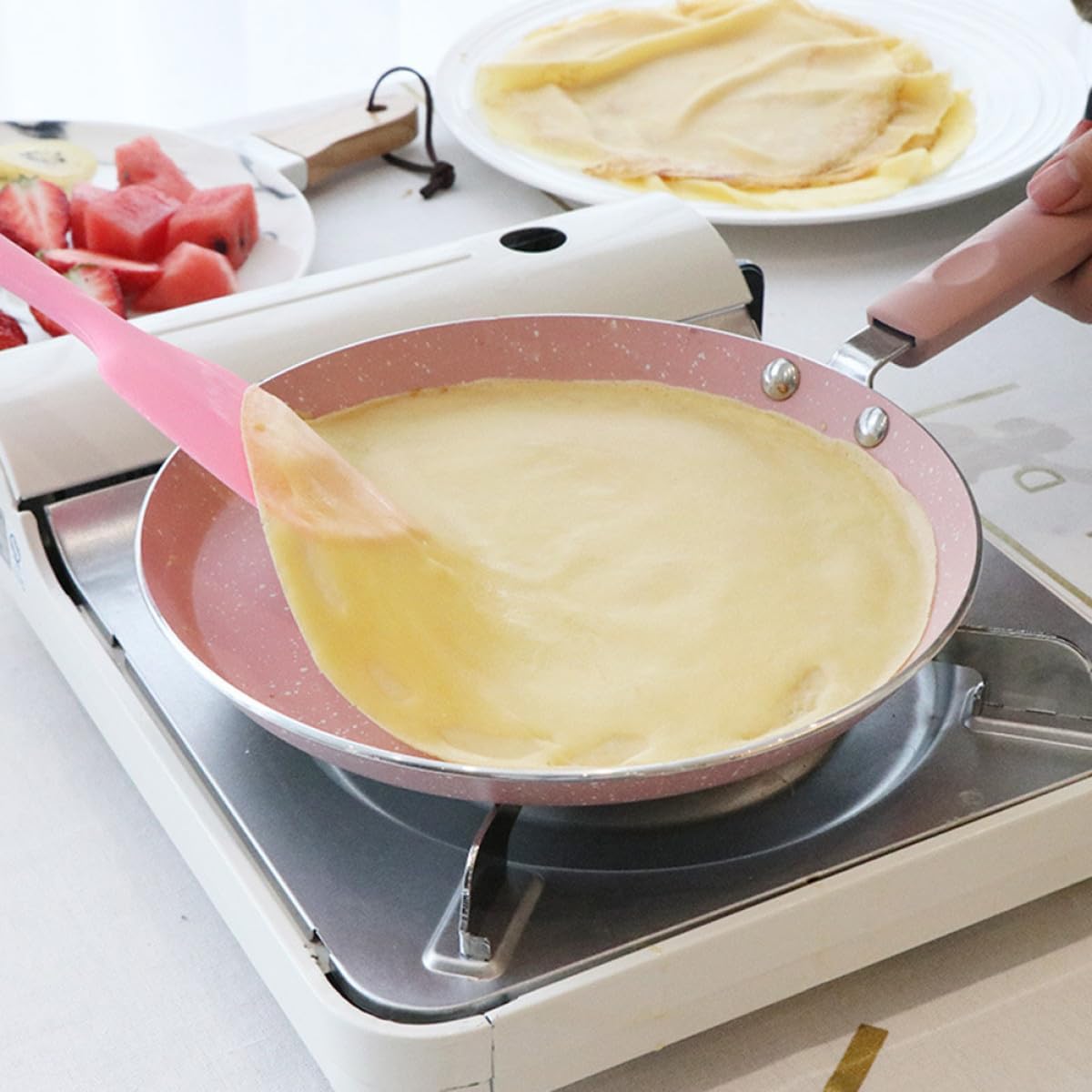 Pink 6-inch Aluminum Nonstick Pancake and Fried Egg Pan, Oil-free Coating, Induction Compatible Omelet Skillet for Safe Home and Restaurant Cooking