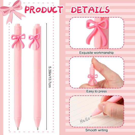 20 Pcs Bow Pens Bow Party Favors Coquette Cute Pens,Pink