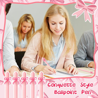 20 Pcs Bow Pens Bow Party Favors Coquette Cute Pens,Pink