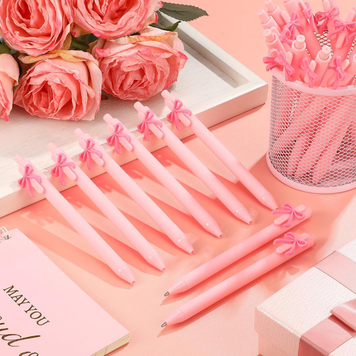 20 Pcs Bow Pens Bow Party Favors Coquette Cute Pens,Pink