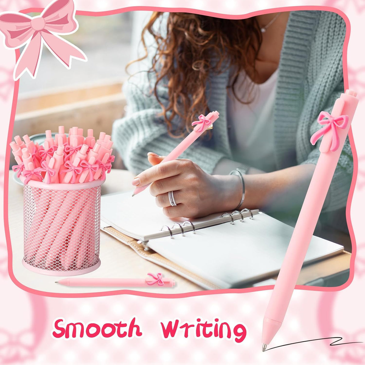 20 Pcs Bow Pens Bow Party Favors Coquette Cute Pens,Pink