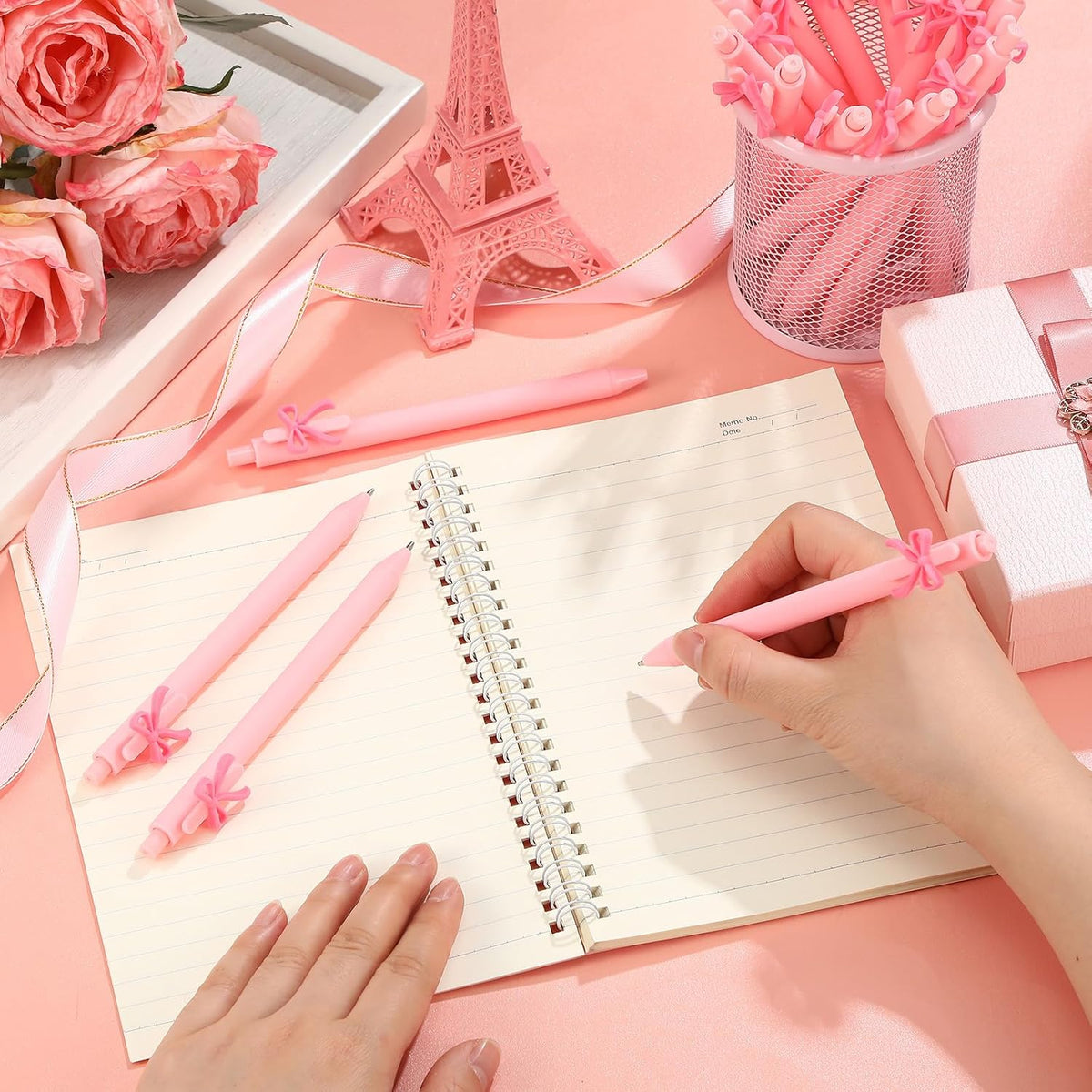20 Pcs Bow Pens Bow Party Favors Coquette Cute Pens,Pink