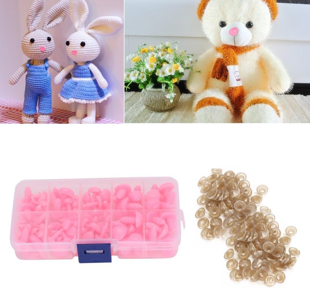 100 Pcs Pink Screw Doll Noses for DIY Stuffed Animal Crafts