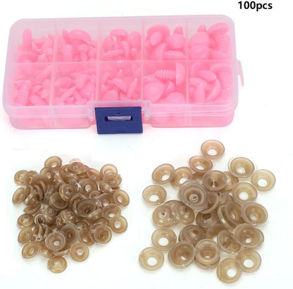 100 Pcs Pink Screw Doll Noses for DIY Stuffed Animal Crafts
