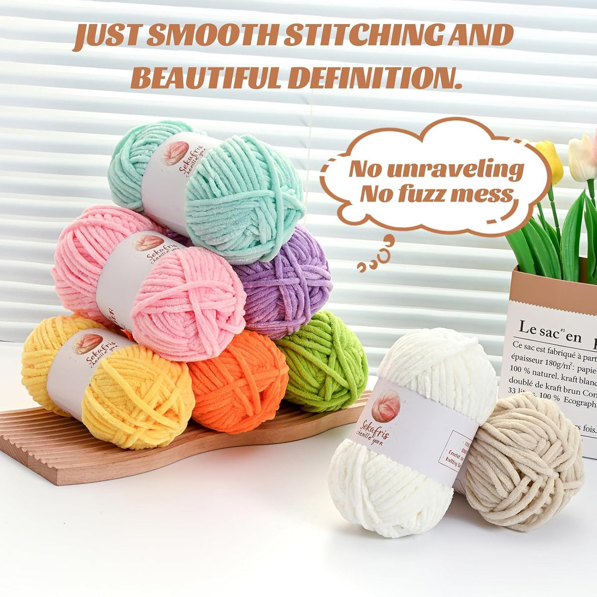 Chenille Yarn for Crocheting Size 5 Bulky Yarn 3 Peach Pink