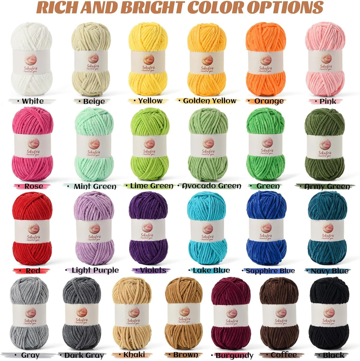 Chenille Yarn for Crocheting Size 5 Bulky Yarn 3 Peach Pink