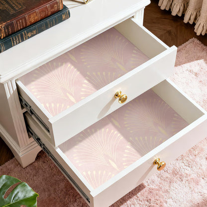 Pink and Gold Geometric Wallpaper Peel and Stick Accent Wall Paper Removable Blush Pink Art Deco Metallic Gold Art Nouveau Peacock Self Adhesive Contact Paper for Drawers Cabinets 17.5x80