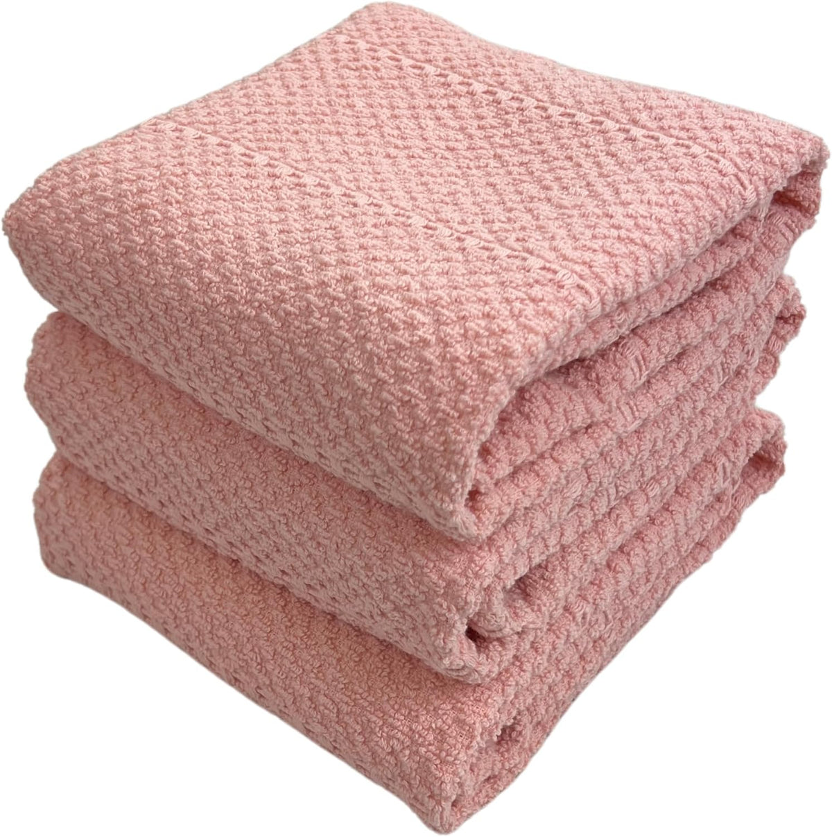 Light Pink Kitchen Hand Dish Towels, Set of 3, 100% Cotton, 18" x 28"