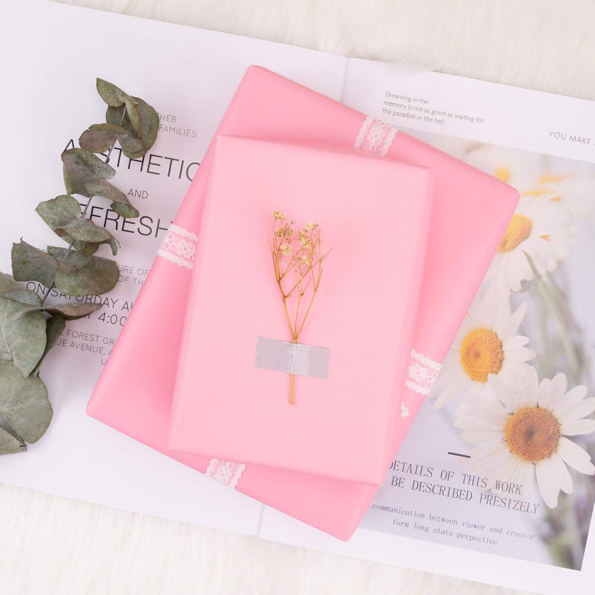 Pink Wrapping Paper Solid Color - Mini Roll - for Wedding, Birthday, Shower, Congrats, and Holiday - 17 Inches X 32.8 Feet