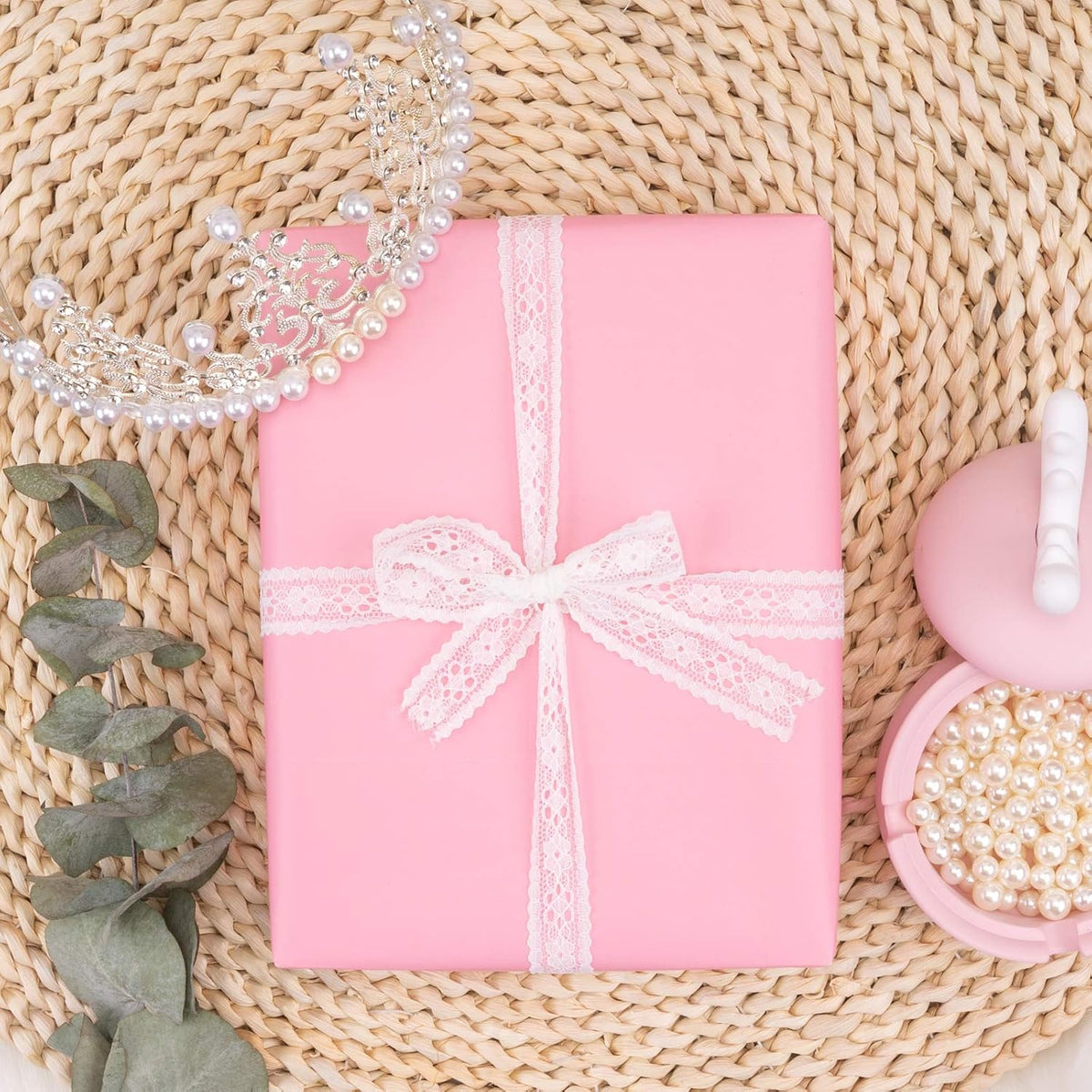 Pink Wrapping Paper Solid Color - Mini Roll - for Wedding, Birthday, Shower, Congrats, and Holiday - 17 Inches X 32.8 Feet