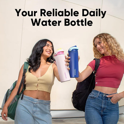 Leakproof Insulated Water Bottle with Straw Dual-Sip Water Bottle Bag-Safe Design for Work, Commute & Gym – Keeps Drinks Cold All Day, 24 oz, Peach Purple