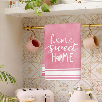 Summer Pink Tulips Floral Kitchen Towels, Spring Lavender Dish Towels Set of 2, Spring Butterfly Flowers 18 x 26 Inch Hand Towel Quick Drying Dishcloth Decor for Kitchen Bathroom Home